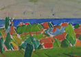 Load image into Gallery viewer, Colorful Swedish Mid Century Original Landscape Oil Painting 1958