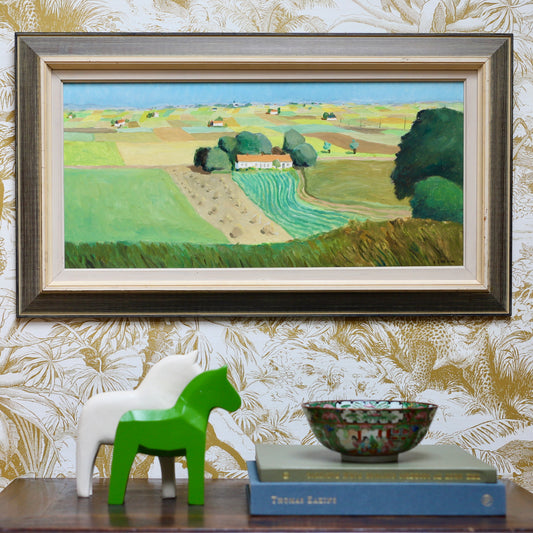 Vintage Art Room Mid Century Original Oil Painting By GS Malm from Sweden