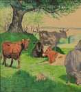 Load image into Gallery viewer, Vintage Art Room Original Painting of Cows From Sweden