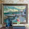 Load image into Gallery viewer, Original Vintage Art Harbor Oil Painting From Sweden