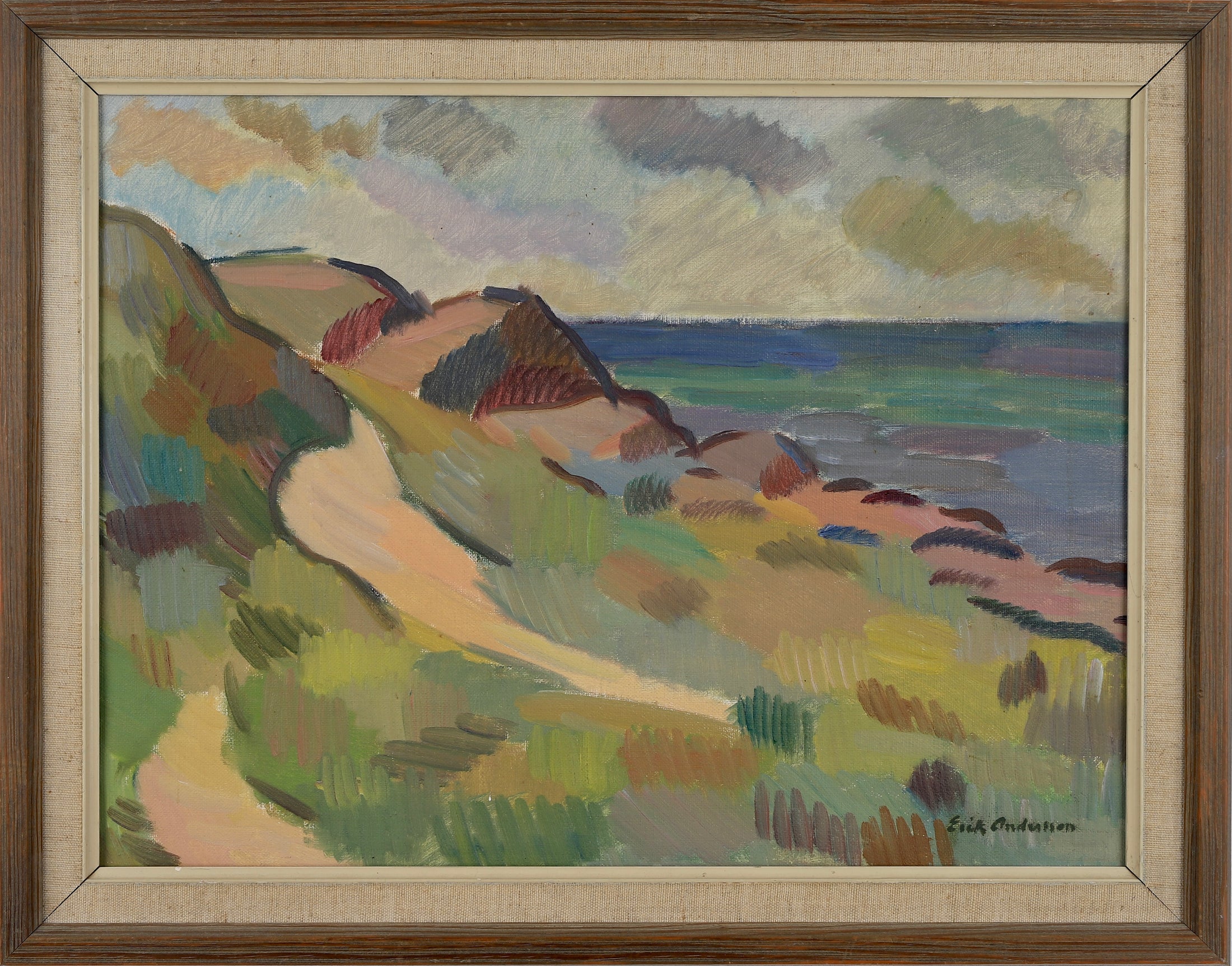 Mid Century Coastal Oil Painting Sweden E Andersson