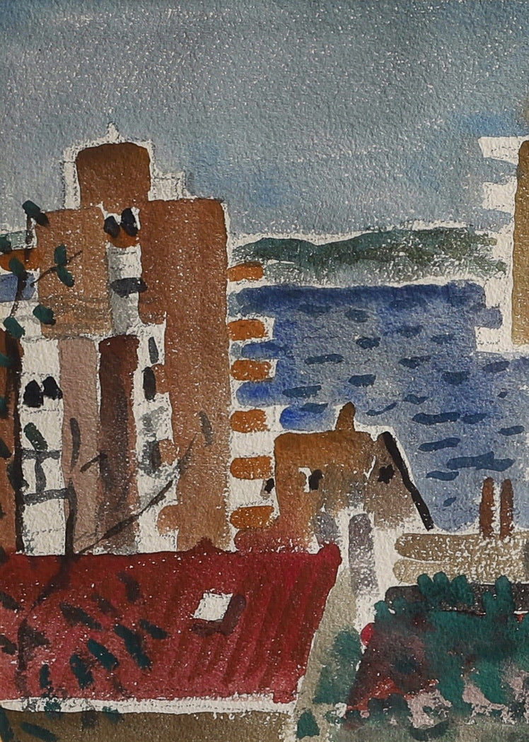 Vintage Art Mid Century Cityscape From Sweden by L Herder