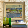 Load image into Gallery viewer, Mid Century Original Harbor Oil Painting From Sweden 1952