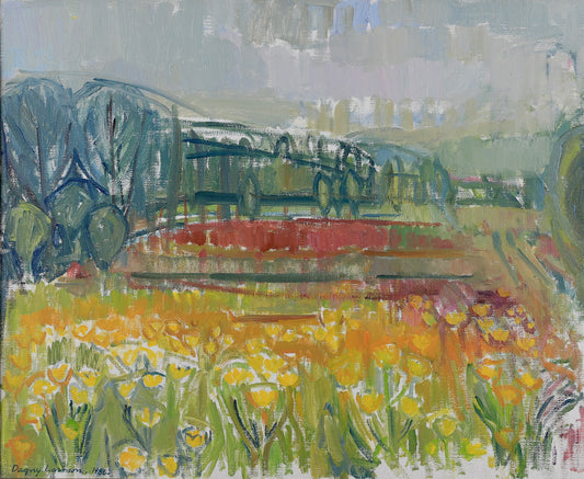 Colorful Vintage Original Landscape Oil Painting From Sweden by D Larsson