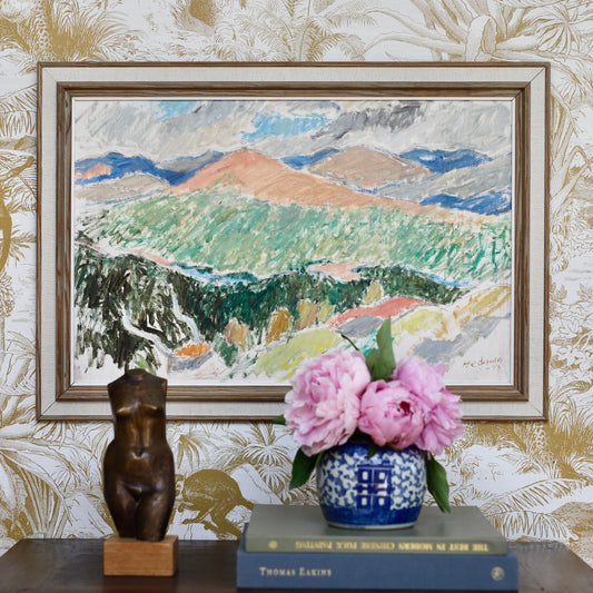 Vintage Art Room Original Oil Painting from Sweden 1973