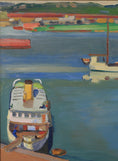 Load image into Gallery viewer, Original Vintage Art Harbor Oil Painting From Sweden