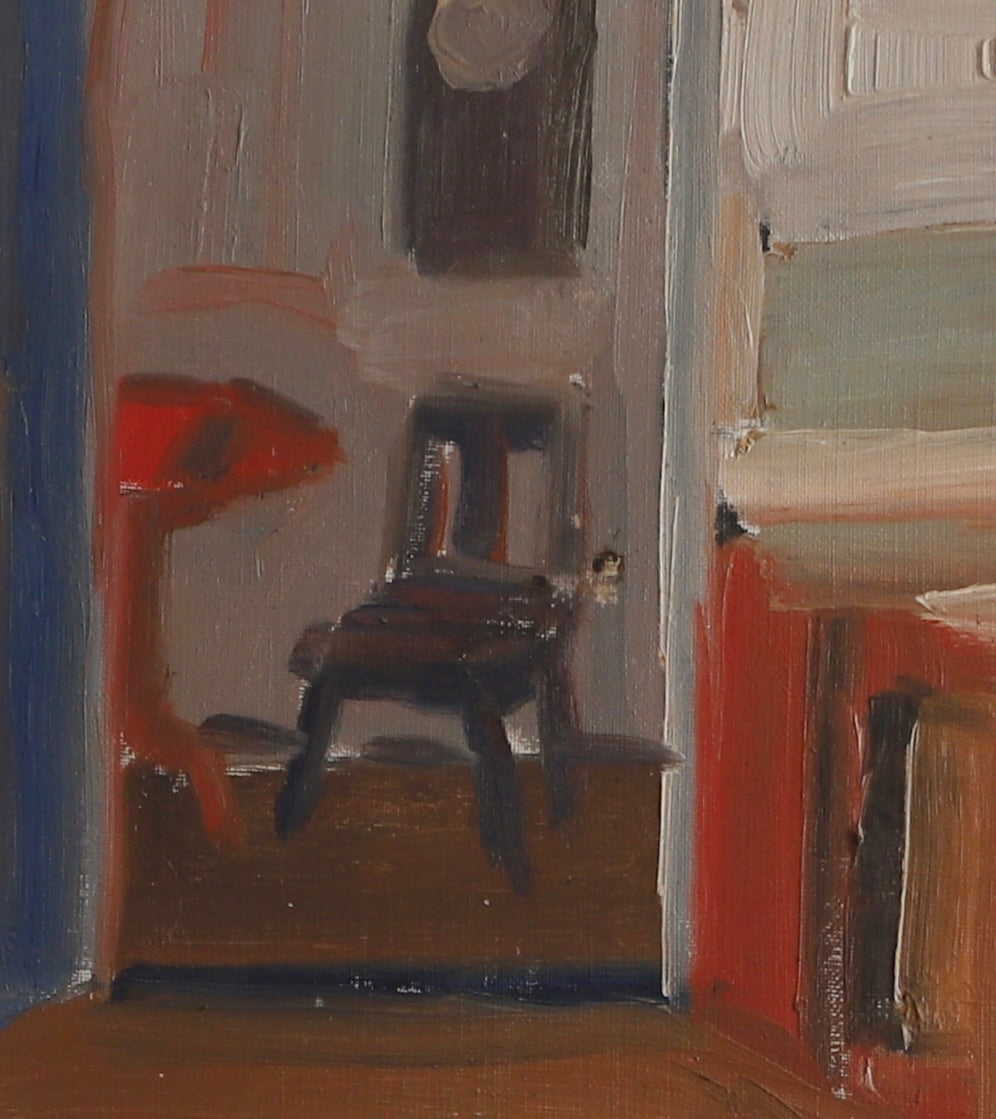 Mid Century Interior Oil Painting From Sweden