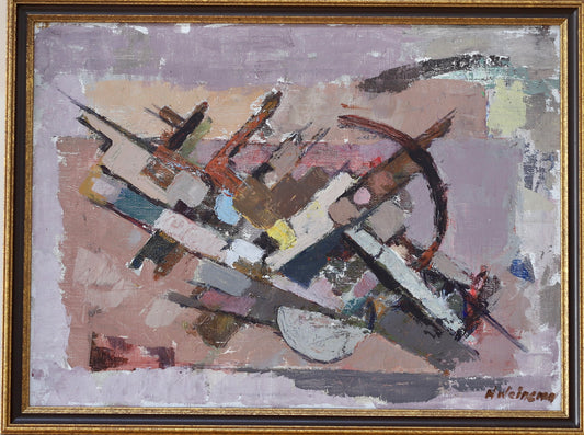 Vintage Original Abstract Oil Painting From Sweden