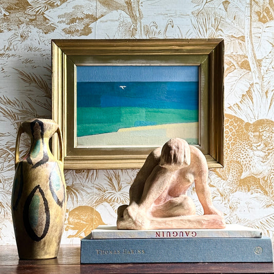 Mid Century Art Coastal Oil Painting from Sweden 1952