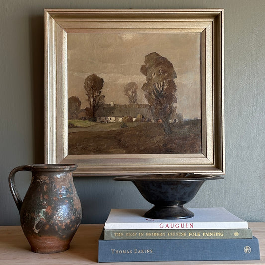 Original Vintage Farmhouse Oil Painting from Sweden 1938