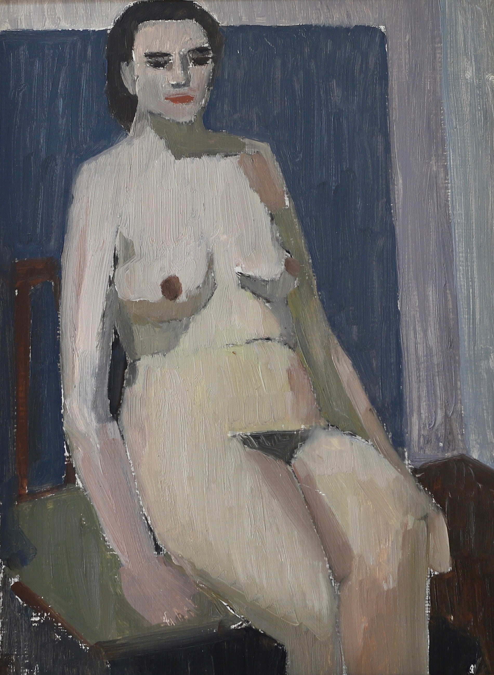 Original Mid Century Figurative Painting From Sweden