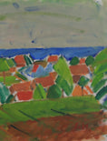 Load image into Gallery viewer, Colorful Swedish Mid Century Original Landscape Oil Painting 1958