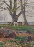 Load image into Gallery viewer, Mid Century Original Landscape Oil Painting by R Nielsen