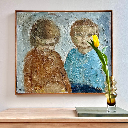 Vintage Children's Portrait Oil Painting From Sweden
