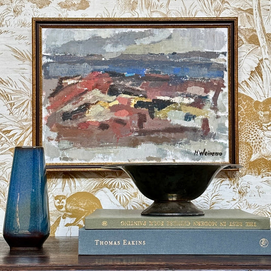 Vintage Original Abstract Landscape Oil Painting From Sweden