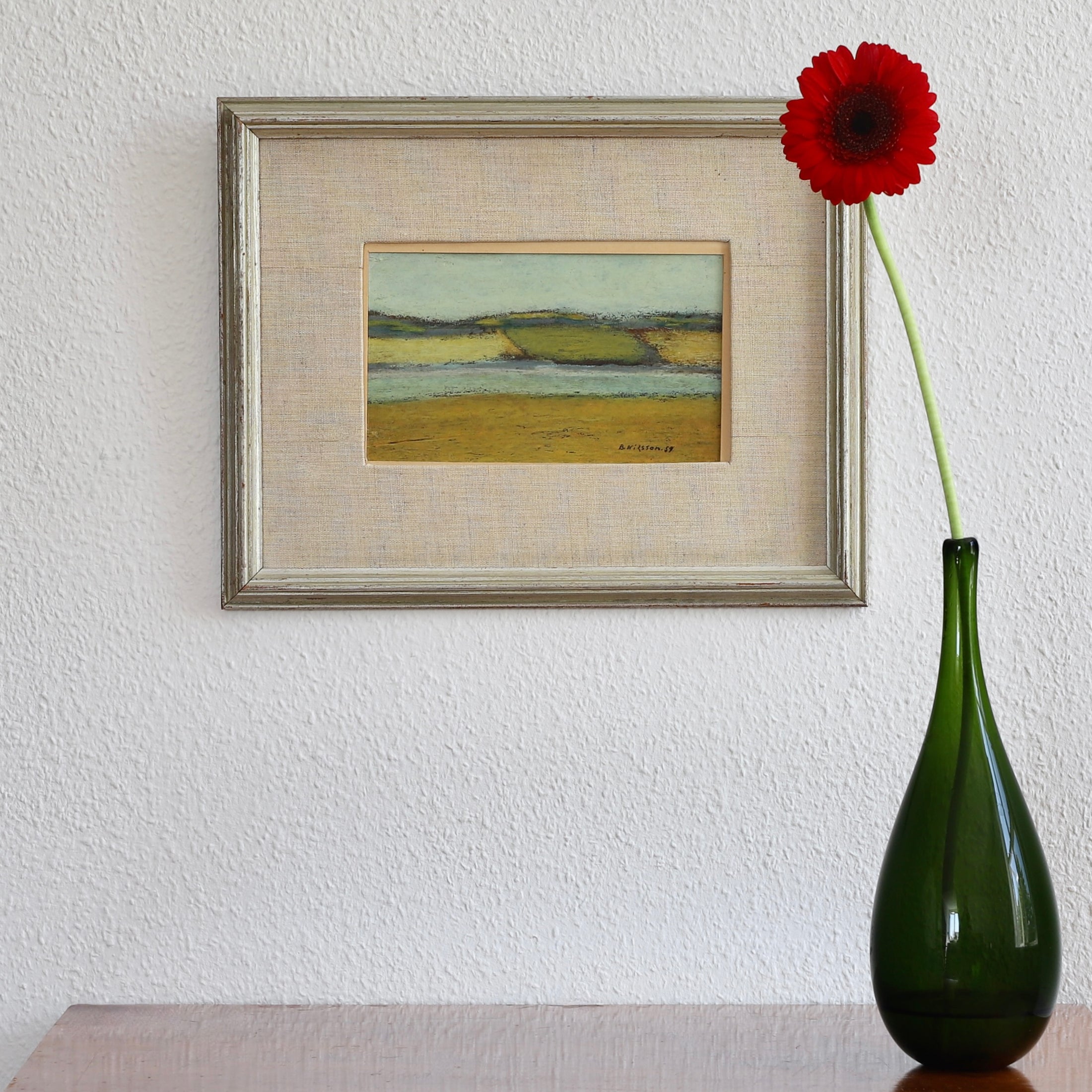 Mid Century Vintage Coastal Oil Painting From Sweden
