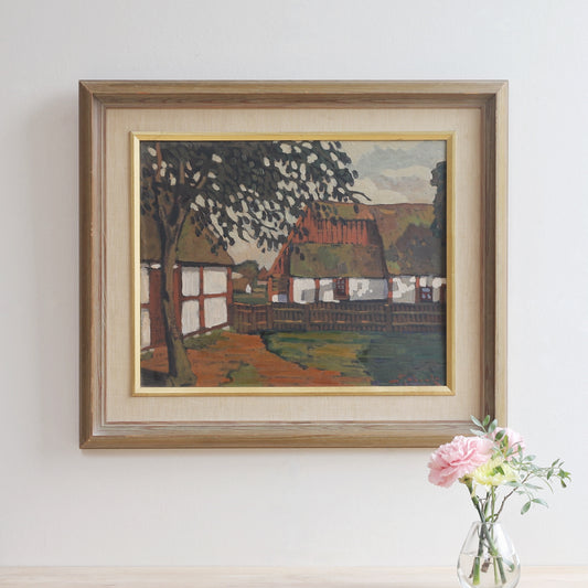 Original Vintage Farmhouse Oil Painting from Sweden