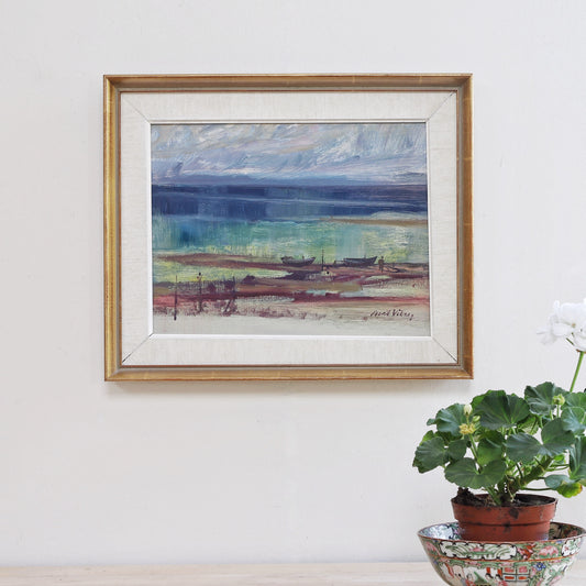 Mid Century Vintage Art Original Oil Painting From Sweden By C Viberg
