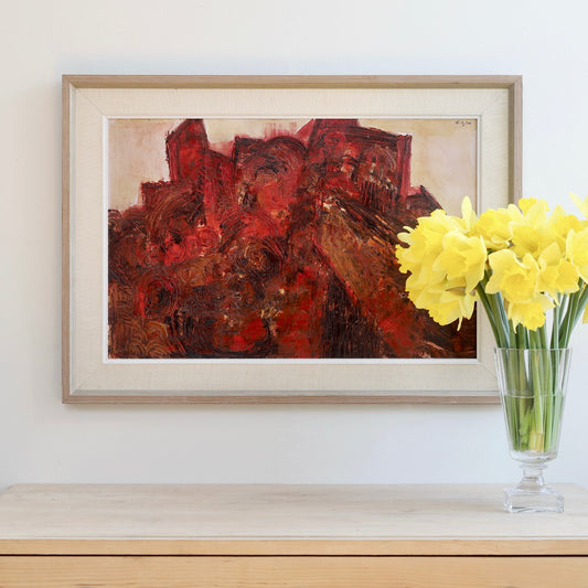 Mid Century Original Abstract Landscape Oil Painting from Sweden