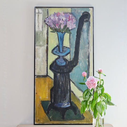 Vintage Art Room Original interior Oil Painting Sweden 1951