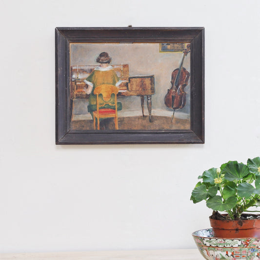 Vintage Art Room Original interior Oil Painting Sweden