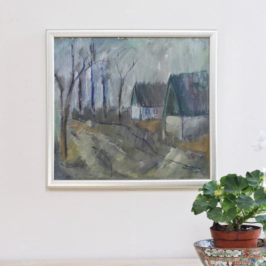 Original Vintage Farmhouse Oil Painting Sweden
