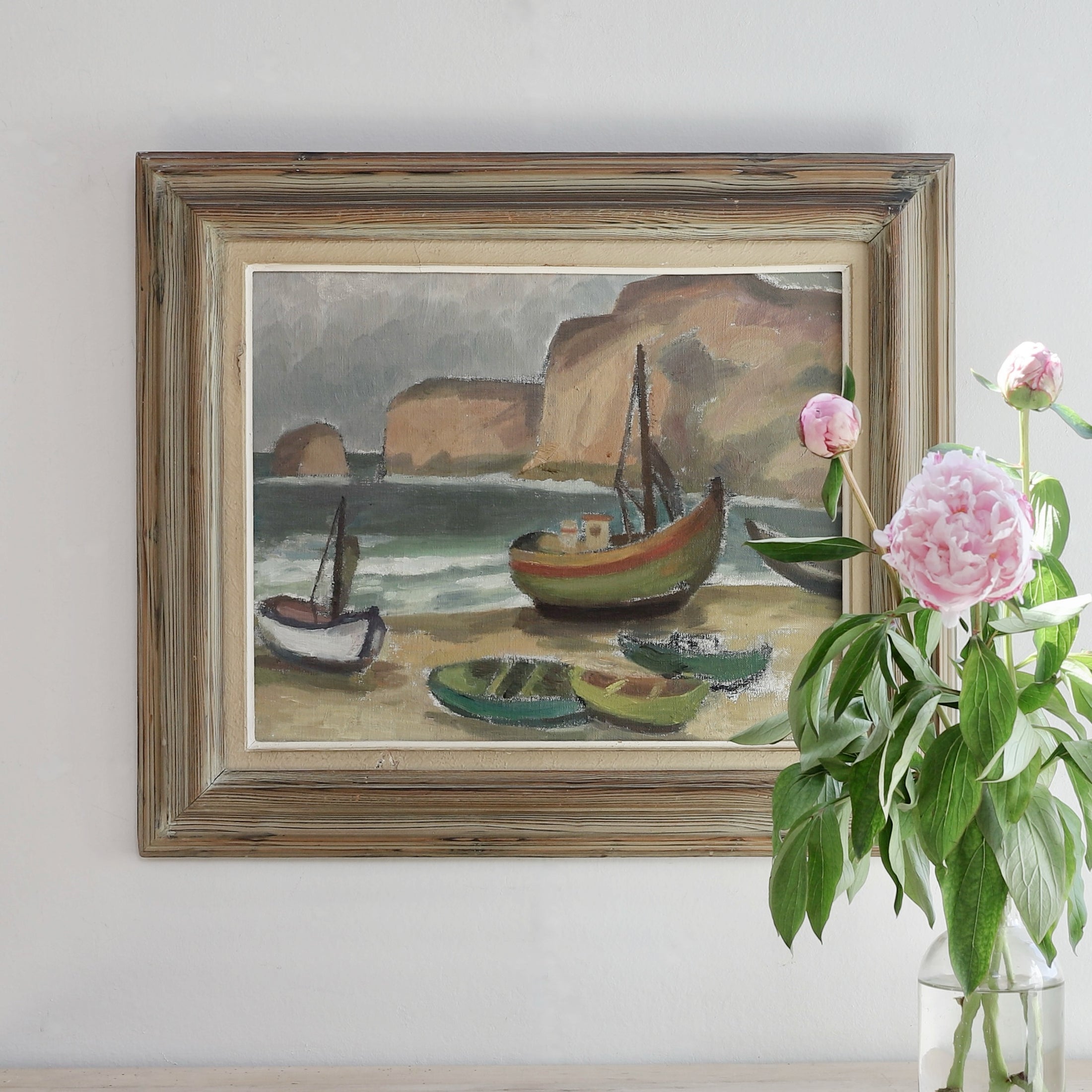 Mid Century Original Coastal Oil Painting From Sweden
