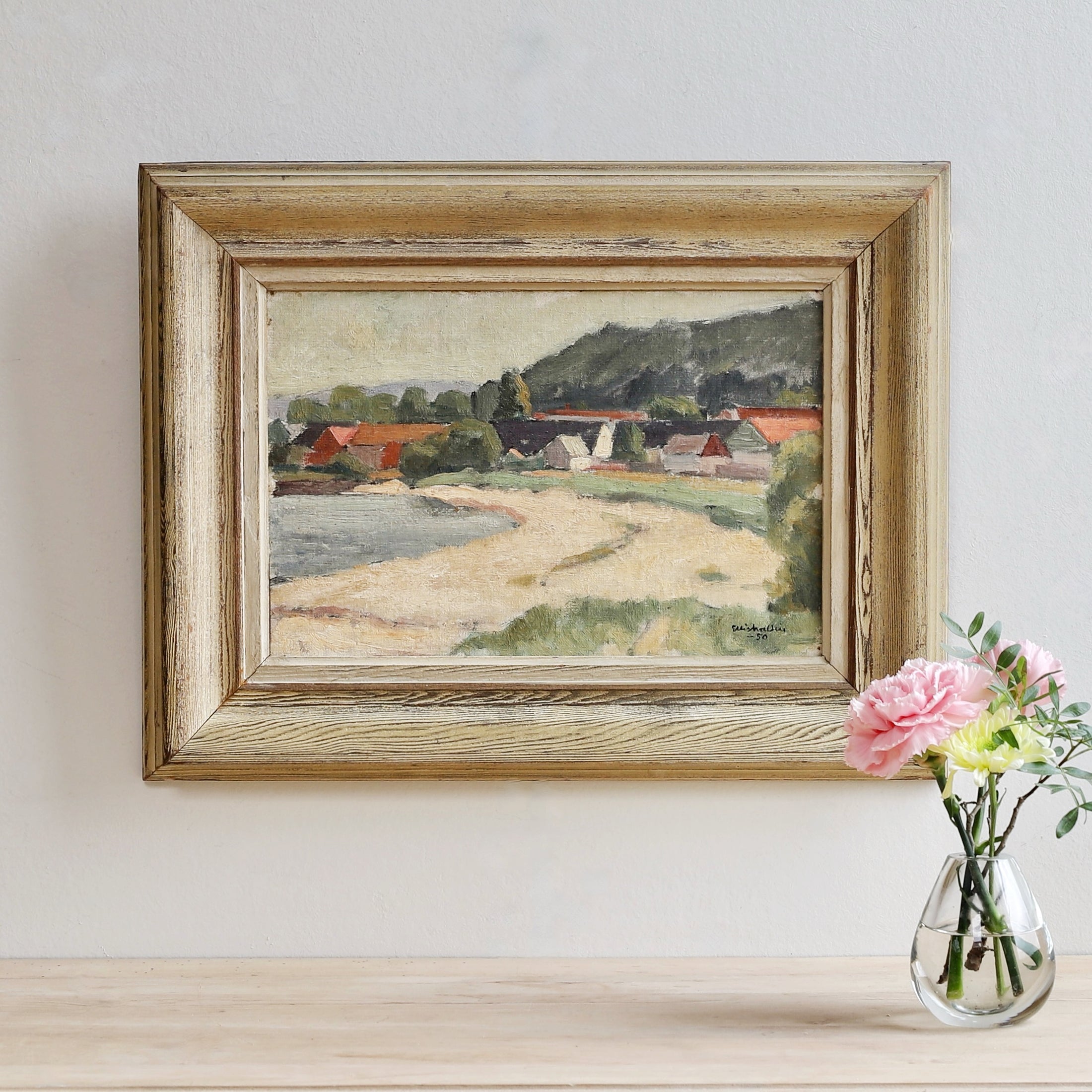 Vintage Art Room Coastal Painting from Sweden