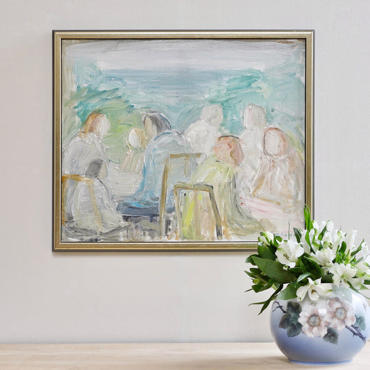Mid Century Original Vintage Oil Painting from Sweden