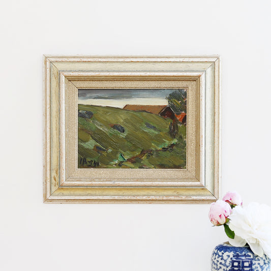 Mid Century Original Vintage Landscape Oil Painting from Sweden