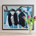 Load image into Gallery viewer, Oil Painting Vintage Mid Century Oil Painting of Fishermen From Sweden