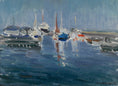 Load image into Gallery viewer, Mid Century Original Harbor Oil Painting From Sweden 1973