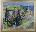 Load image into Gallery viewer, Vintage Art Room Coastal Mid Century Scene Oil Painting