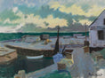 Load image into Gallery viewer, Original Vintage Art Harbor Oil Painting From Sweden