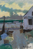Load image into Gallery viewer, Original Vintage Art Harbor Oil Painting From Sweden