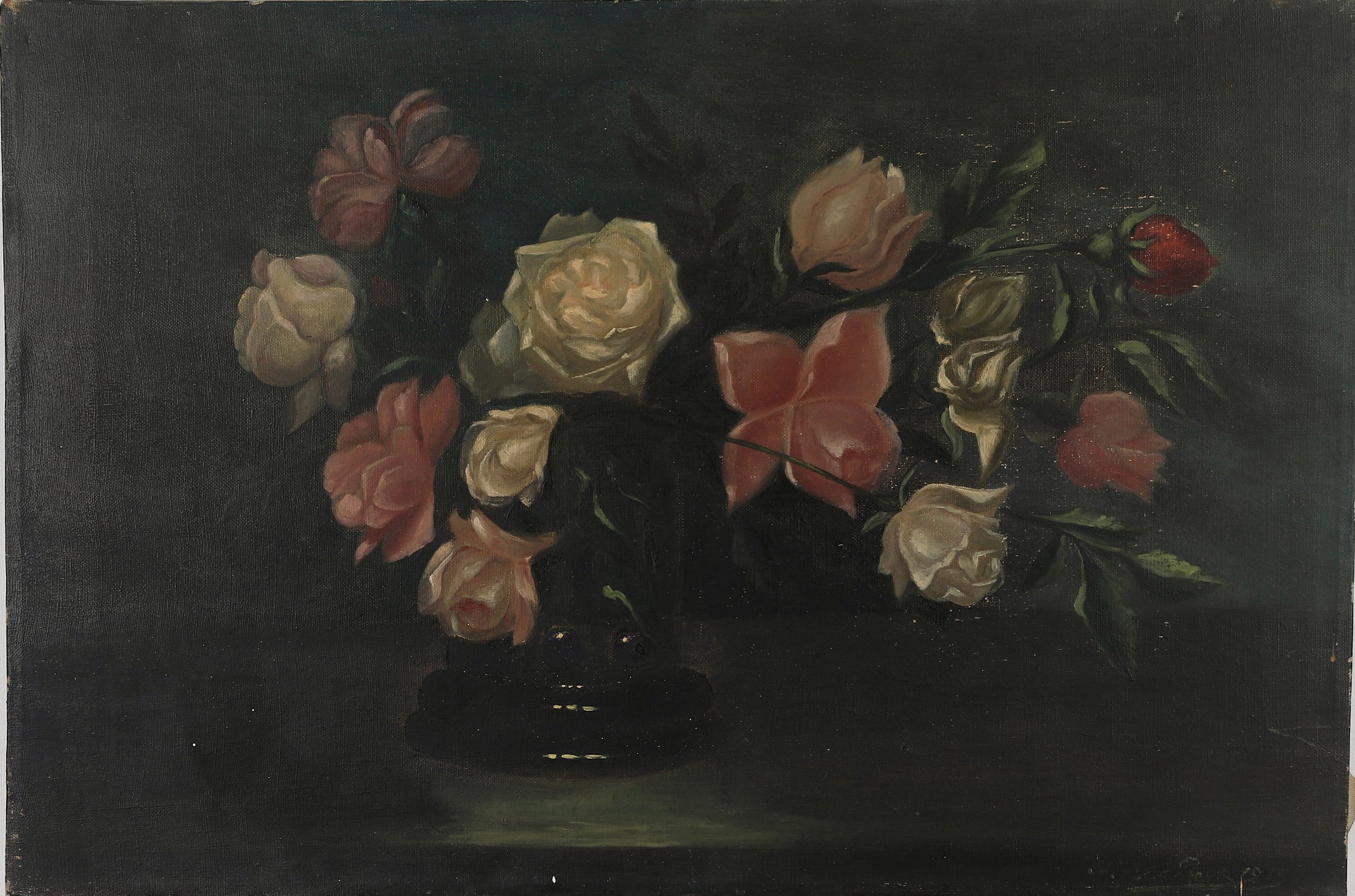 Vintage Art Room  Still Life Oil Painting From Sweden