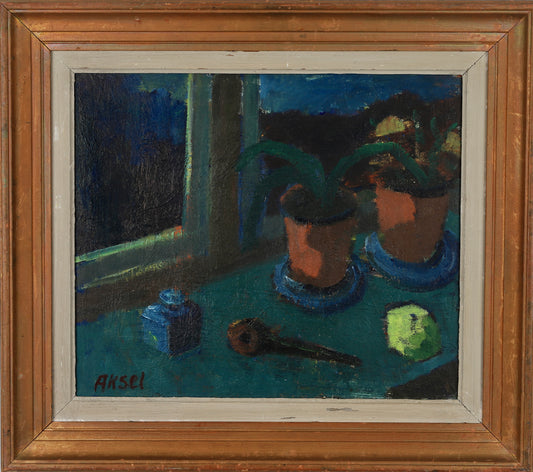 Original Still Life Oil Painting Vintage Mid Century Sweden