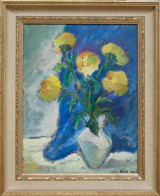 Mid Century Original Still Life Oil Painting From Sweden by H Ripa