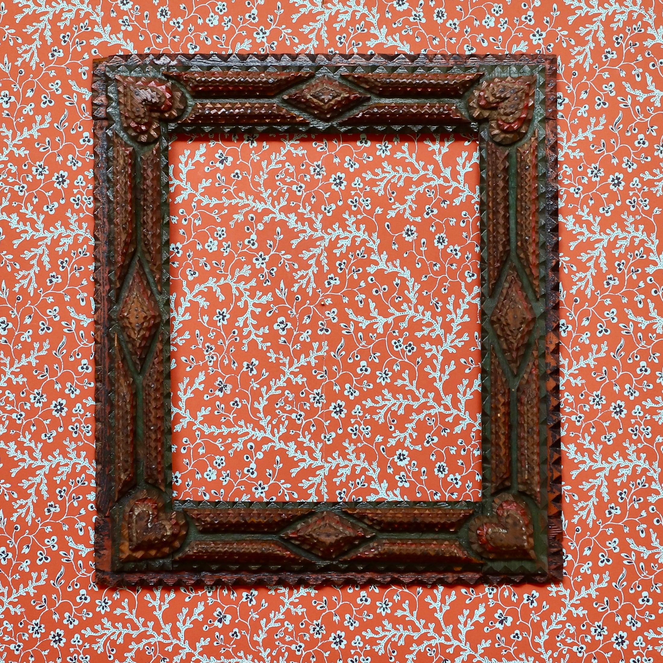 Vintage Art Room Tramp Art Frame with Hearts
