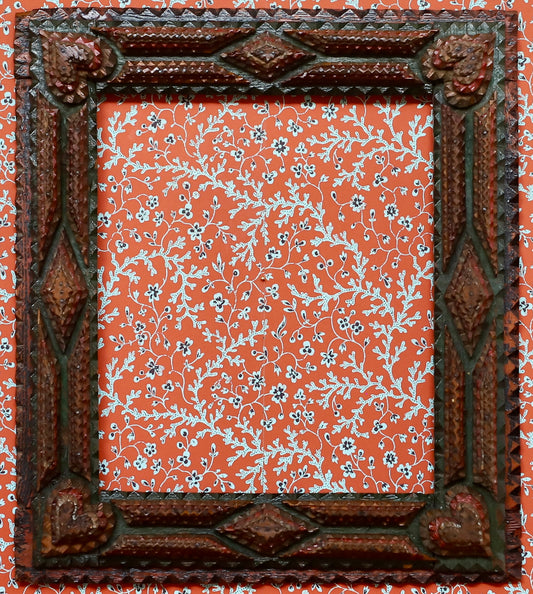 Vintage Art Room Tramp Art Frame with Hearts