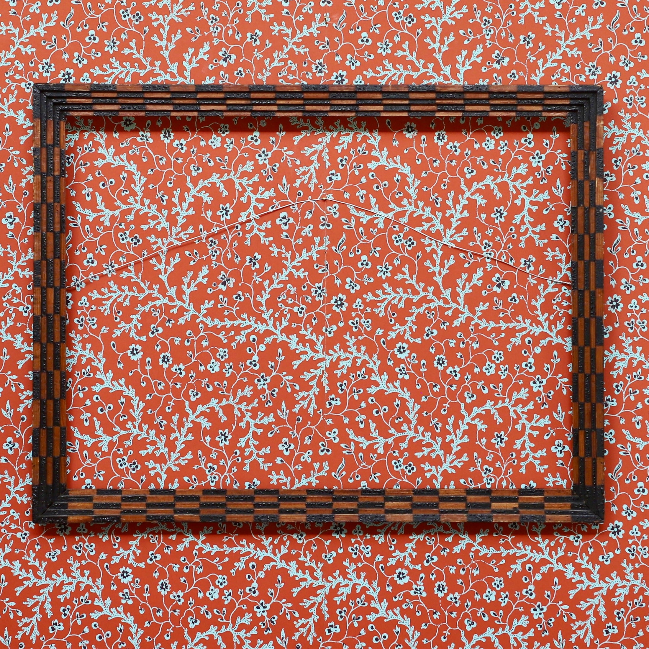 Vintage Art Room Checkered Pattern Tramp Art Frame