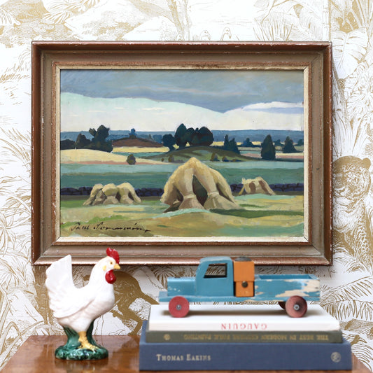 Vintage Mid Century Original Landscape Oil Painting From Sweden