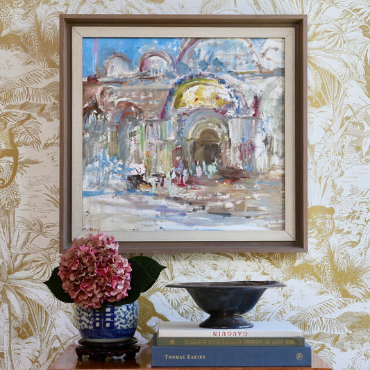 Vintage Art Original Oil Painting of Venice From Sweden