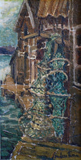 Load image into Gallery viewer, Original Vintage Art Harbor Oil Painting From Sweden