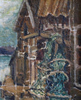 Load image into Gallery viewer, Original Vintage Art Harbor Oil Painting From Sweden