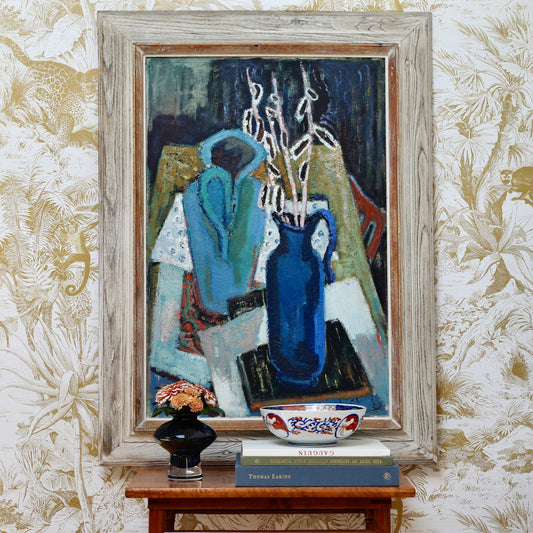 Vintage Mid Century Interior Oil Painting From Sweden by J Bören