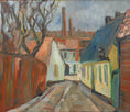 Load image into Gallery viewer, Mid Century Original Cityscape Oil Painting From Sweden