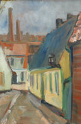 Load image into Gallery viewer, Mid Century Original Cityscape Oil Painting From Sweden