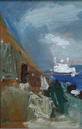 Load image into Gallery viewer, Vintage Mid Century Seascape Oil Painting From Sweden by L Herder
