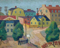 Load image into Gallery viewer, Swedish Vintage Village Scene Oil Painting From Sweden
